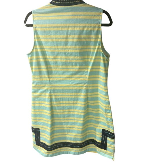 STS Sail To Sable Striped Mint Green & Yellow Shift Dress Size Large - Picture 4 of 8
